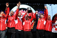 Tennis - Croatia team celebrate winning the Davis Cup - Zagreb, Croatia - November 26, 2018 Croatia team captain Zeljko Kraja and team celebrate winning the Davis Cup REUTERS/Antonio Bronic