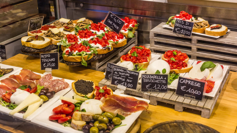 food on display at Mercato Centrale, Florence