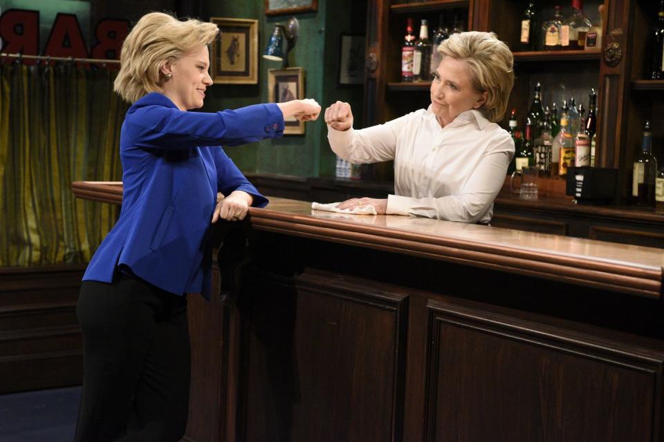 Kate McKinnon and Hillary Clinton