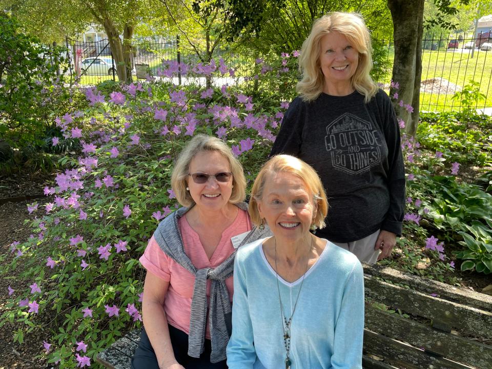 Linda Daniels (seated left), Janie Bitner and Wanda Taylor (standing) are three key people in the development and maintenance of the Ivan Racheff House and Gardens.