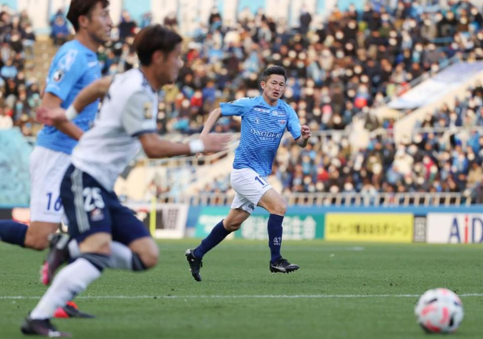 ‘King Kazu’ seen haring into the box last month in just his 36th season as a pro.