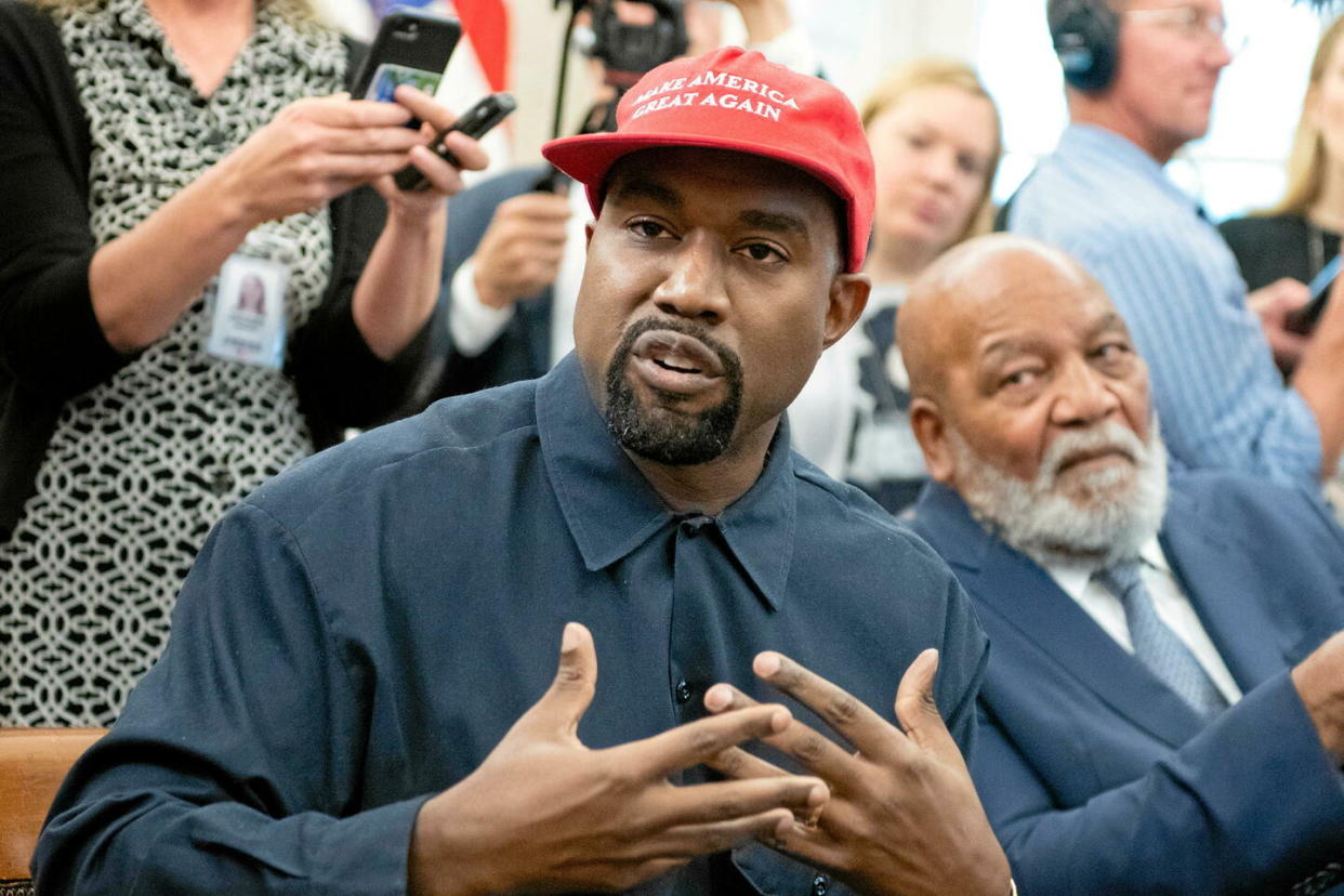 Le rappeur Kanye West lors de sa rencontre avec Donald Trump, en 2018, à la Maison-Blanche, à Washington.  - Credit:Ron Sachs/picture-alliance/Cover Images