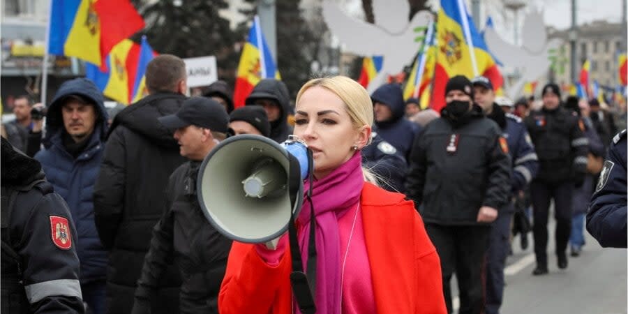 Marina Tauber, a member of the Shor political party, during a protest in Chisinau