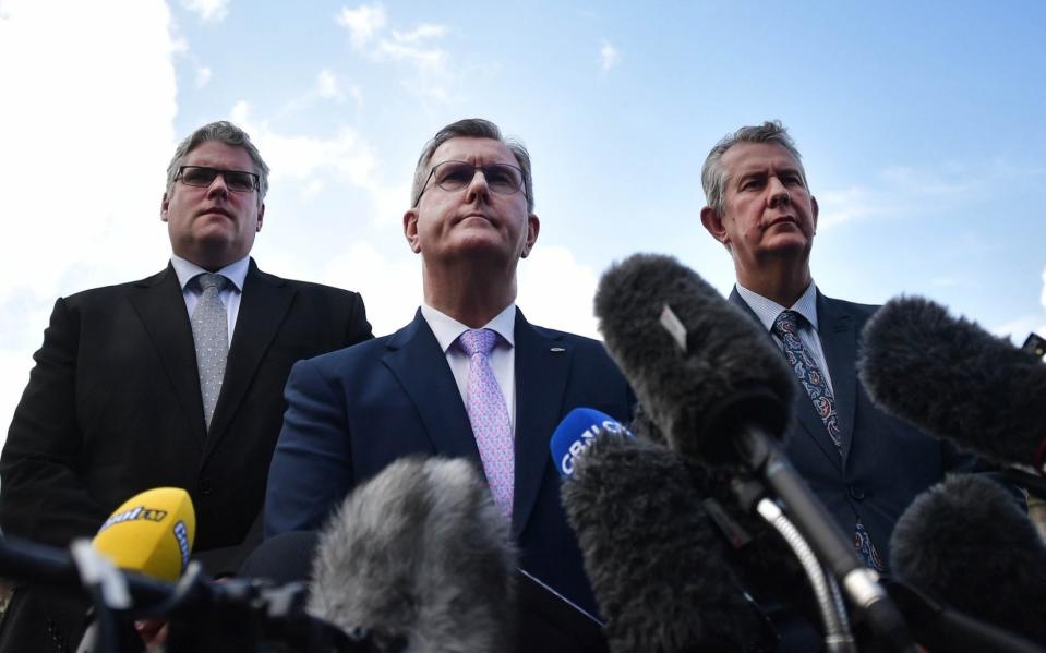 Sir Jeffrey Donaldson, centre, told the Prime Minister he needed to see 'decisive action' - Charles McQuillan/Getty Images