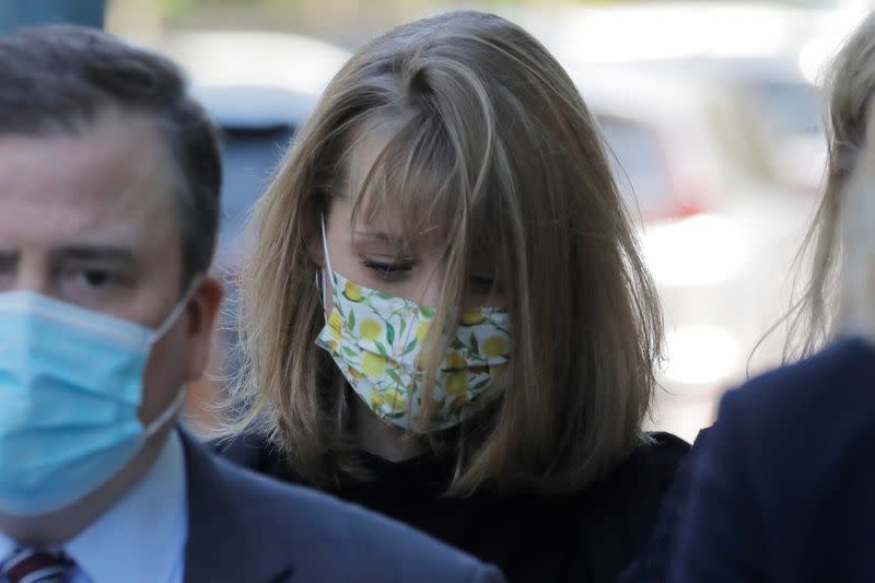 Actor Allison Mack arrives to be sentenced at United States Federal Courthouse in New York City