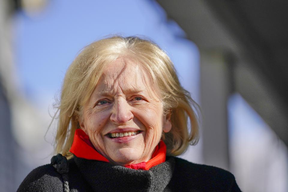 CEO of the Housing Development Fund, Joan Carty, poses for a portrait Tuesday, Dec. 29, 2020, in Stamford, Conn. With many New Yorkers moving to neighboring Connecticut during the pandemic, especially Fairfield County, it's becoming more challenging for people to find affordable homes to buy. Carty said the region's housing affordability issue is exacerbated by the influx. (AP Photo/Frank Franklin II)