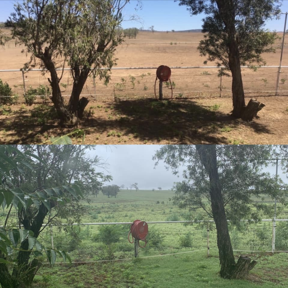A before and after of a property northwest of Muswellbrook. Source: Facebook 
