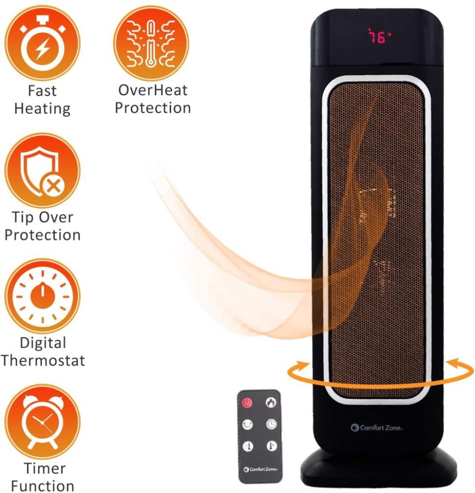 oscillating space heater remote