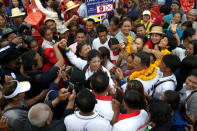 Sudarat Keyuraphan, (C) Pheu Thai Party and Prime Minister candidate greets her supporters during an election campaign in Ubon Ratchathani Province, Thailand, February 18, 2019. REUTERS/Athit Perawongmetha