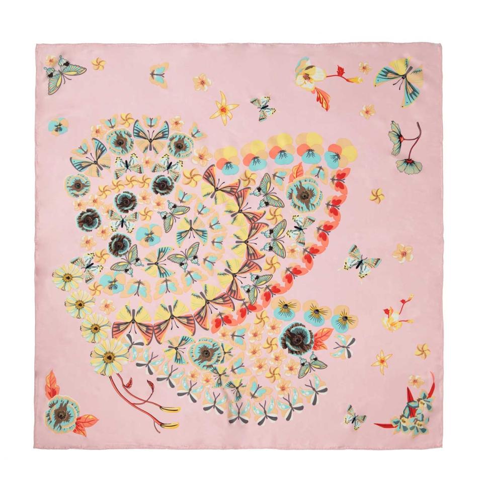 We love the 100% eternal butterfly silk scarf in pure pink: Inspired by breathtaking nature of wild butterflies, these 100% silk supremely soft scarves come in colourful designs and chicest floral prints. Oversized for more versatility so you can loosely wrap around your neck, use as a headband, twist around your pony or adorn your purse.