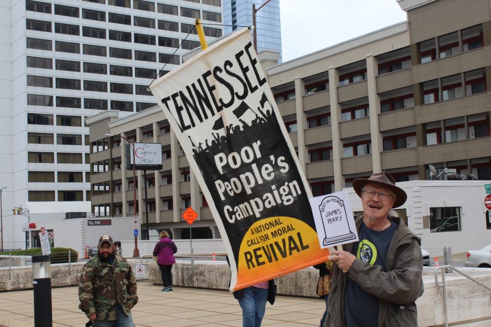 The Tennessee Poor People's Campaign, a local chapter of a national faith-based social justice movement, organized a march on Saturday, March 2, 2024 in Nashville, Tenn. as part of a nationwide event to speak against socioeconomic injustice.