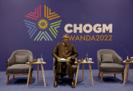 Rwanda President Paul Kagame during the Leaders' Retreat executive session on the sidelines of the 2022 Commonwealth heads of Government meeting in Kigali, Rwanda, Saturday June 25, 2022. (Dan Kitwood/Pool via AP)