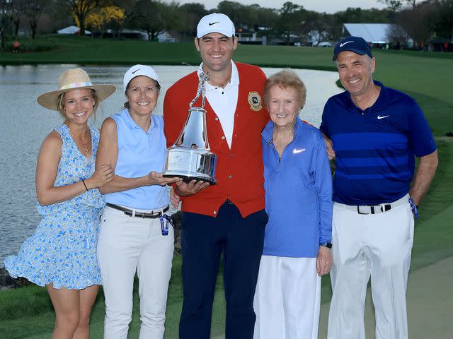 <p>David Cannon/Getty</p> Meredith Scheffler, Diane Scheffler, Scottie Scheffler, Mary DeLorenzo and Scott Scheffler at the Arnold Palmer Invitational in March 2022.