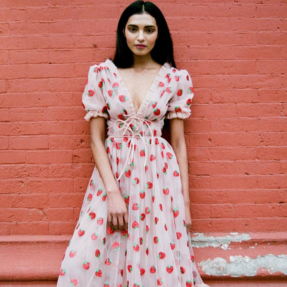 The Strawberry Midi Dress by Lirika Matoshi (Lirika Matoshi)