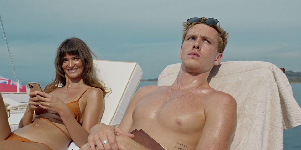 Charlbi Dean and Harris Dickinson play a celebrity model couple invited on a yacht tip for the super-rich that turns into a disaster in the satire "Triangle of Sadness."