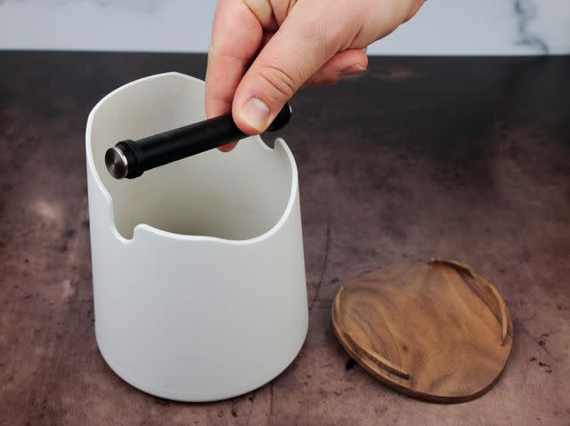 <p>Serious Eats / Jesse Raub</p> The Crema knock box was much easier to clean with its removable bar.