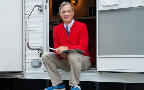 Tom Hanks as Fred Rogers in an upcoming bipic