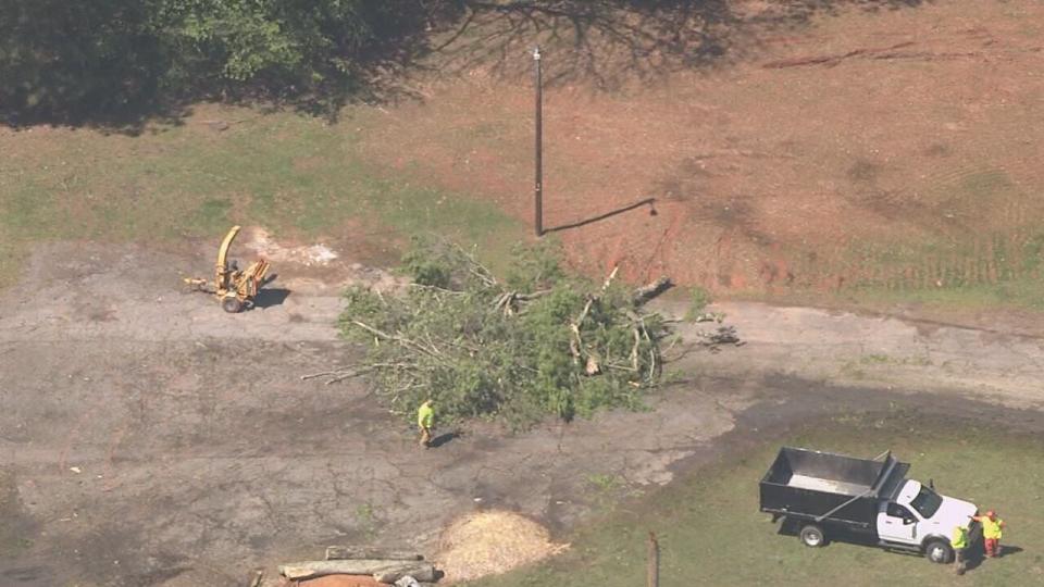 Chopper 9 Skyzoom caught the tornado damage that hit the Mt. Ulla area in Rowan County.