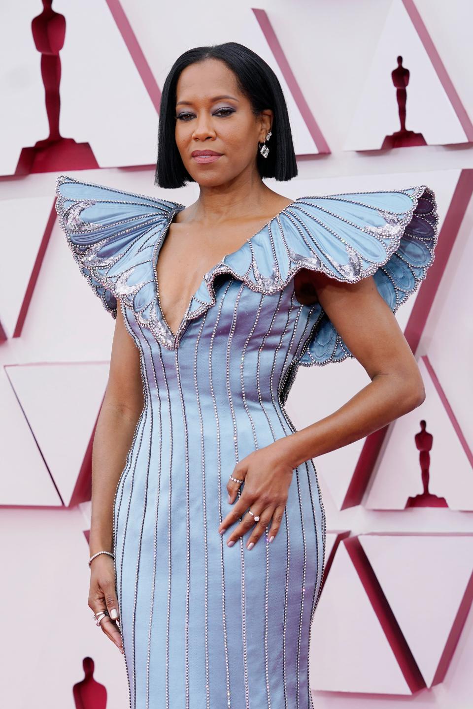 Regina King on the 2021 Oscars red carpet wearing custom Louis VuittonGetty