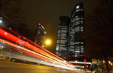 The head quarters of Germany's largest business bank, Deutsche Bank, is photographed in Frankfurt, Germany, December 6, 2017. REUTERS/Kai Pfaffenbach/Files