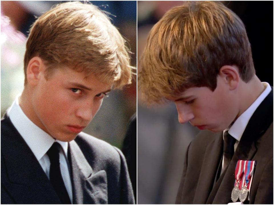 Prince Harry at Princes Diana's funeral and James, Viscount Severn at a vigil for Queen Elizabeth.