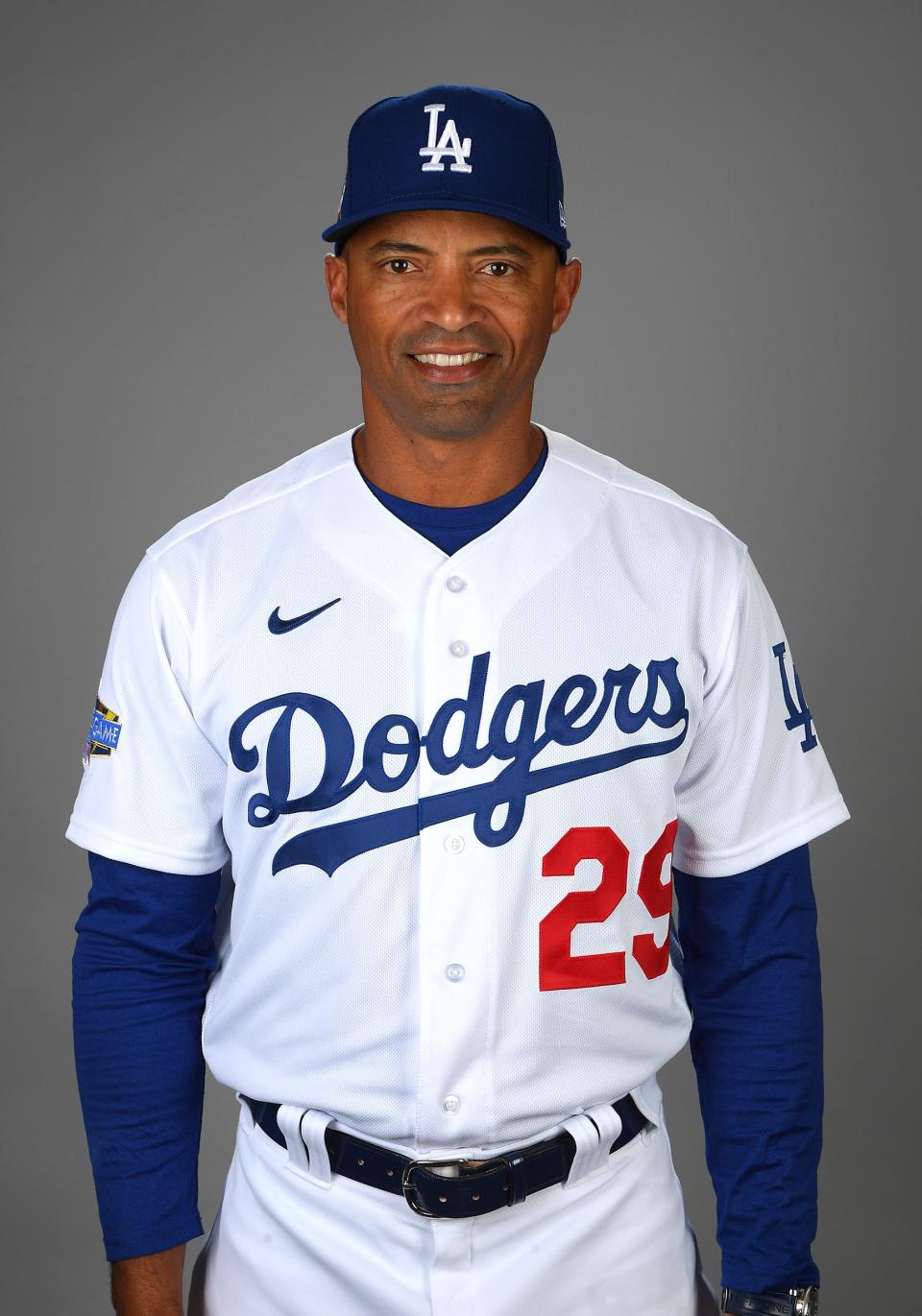 Dodgers first base coach George Lombard during spring training media day Feb. 20, 2020 in Glendale, Ariz.