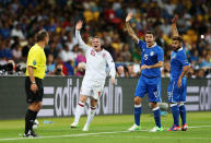 KIEV, UKRAINE - JUNE 24: Wayne Rooney of England reacts during the UEFA EURO 2012 quarter final match between England and Italy at The Olympic Stadium on June 24, 2012 in Kiev, Ukraine. (Photo by Scott Heavey/Getty Images)