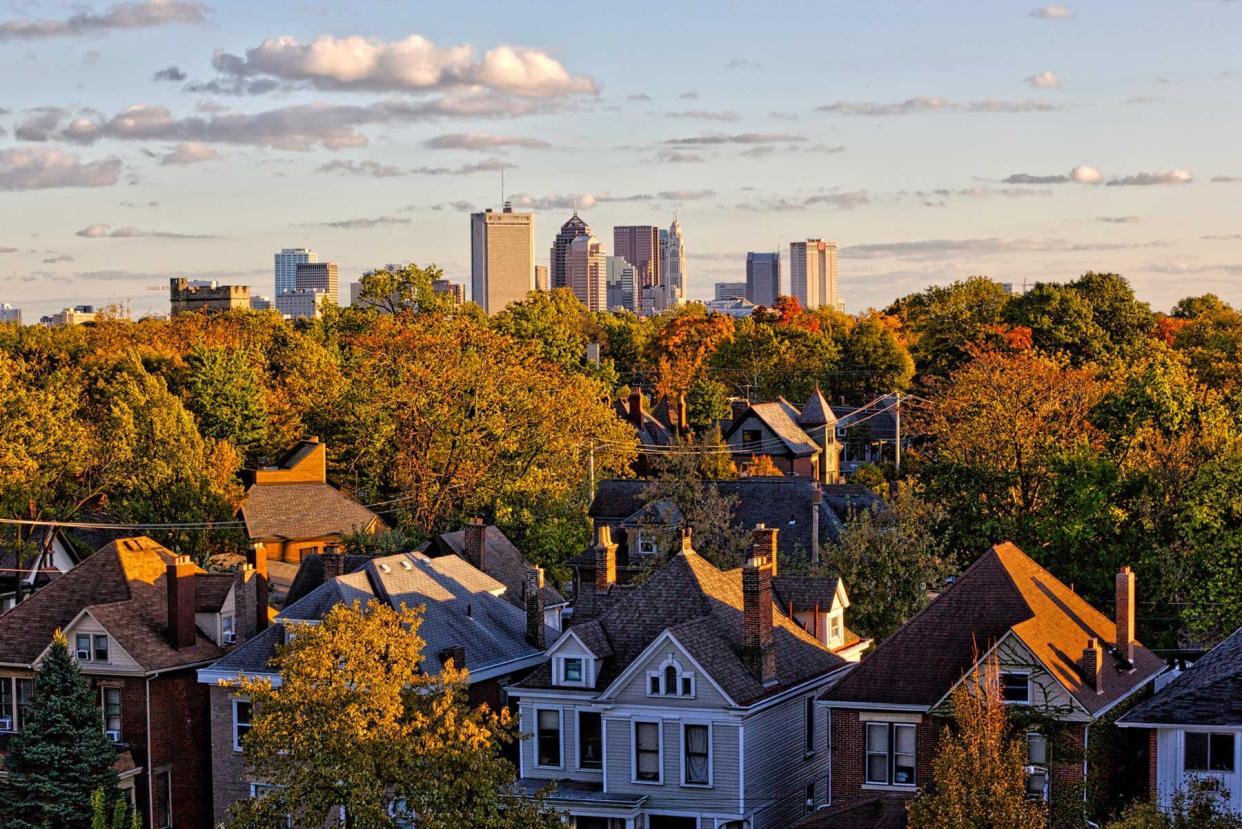 Looking south at Columbus, Ohio in the distance