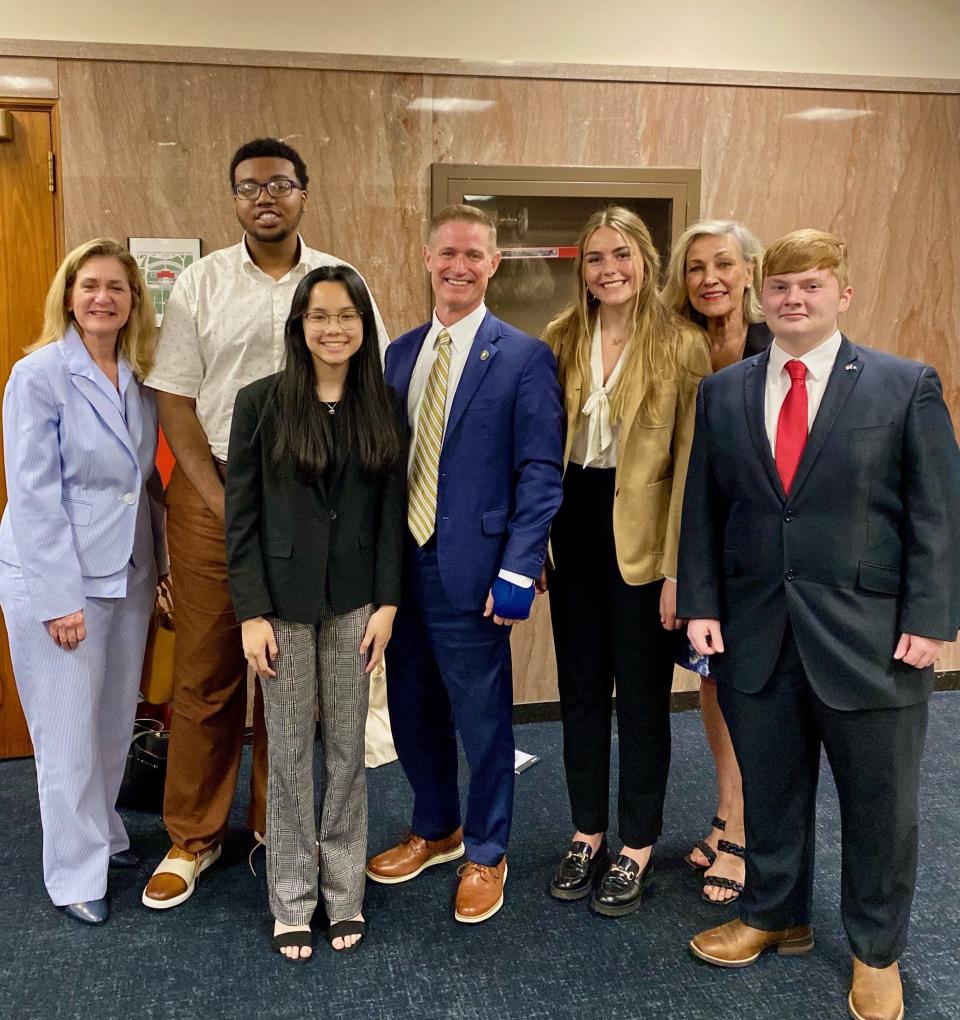 Members of LYAC at Louisiana state capitol with Senator Barry Milligan