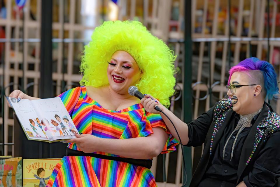 A drag queen reading children’s stories during an event in Saint John, N.B. (Shutterstock)