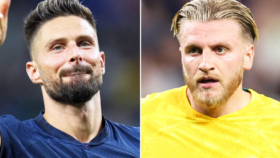 Olivier Giroud and Jason Cummings, pictured here at the World Cup.