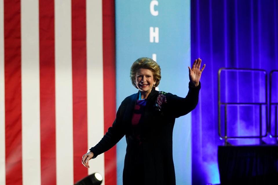 U.S. Sen. Debbie Stabenow speaks to a crowd during the Michigan Democratic watch party for the midterm elections at the Motor City Casino Sound Board in Detroit on Tuesday, Nov. 8, 2022. Stabenow, of Lansing, announced Thursday, Jan. 5, 2023, she would not seek a fifth term in the Senate in 2024.