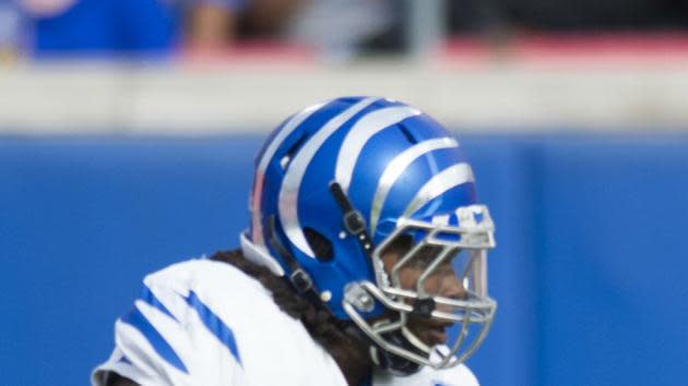 Memphis football’s JJ Russell taken off field on stretcher after scary hit to head vs. UCLA. (Screen shot)