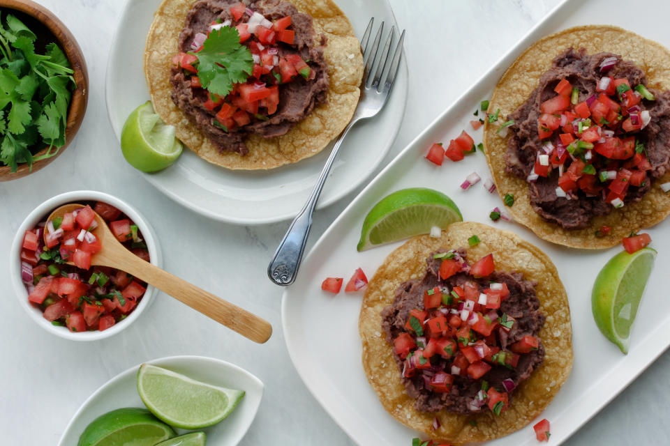 3-Ingredient Refried Bean & Pico de Gallo Tostadas