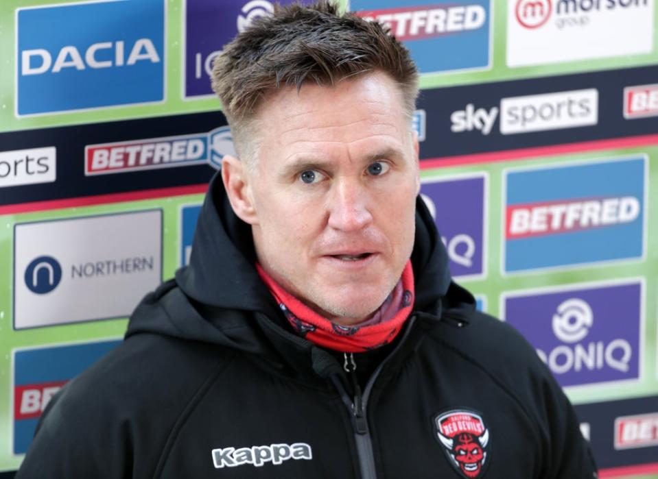 Salford head coach Richard Marshall after the Betfred Super League match at The Totally Wicked Stadium, St Helens. Picture date: Saturday April 3, 2021. (PA Wire)
