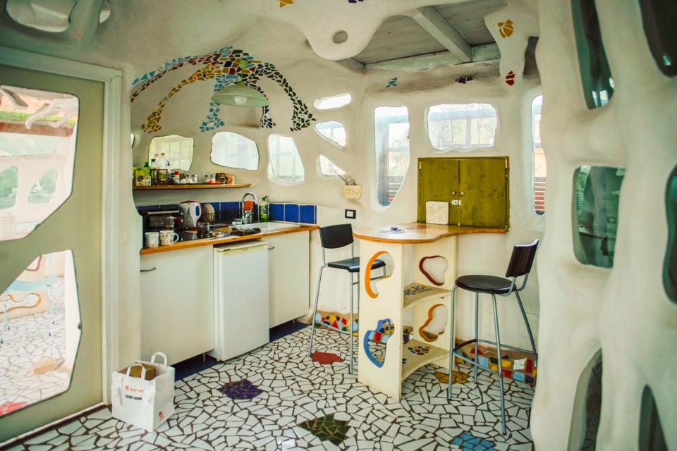 The kitchen inside the author's Airbnb in Rome
