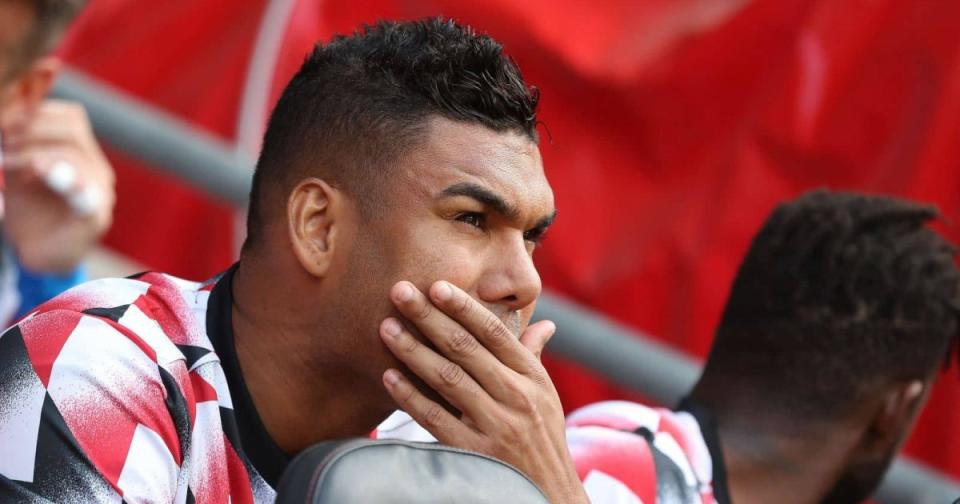 Casemiro of Manchester United sits on the subs bench during the Premier League match at St Mary's Stadium, Southampton Credit: Alamy