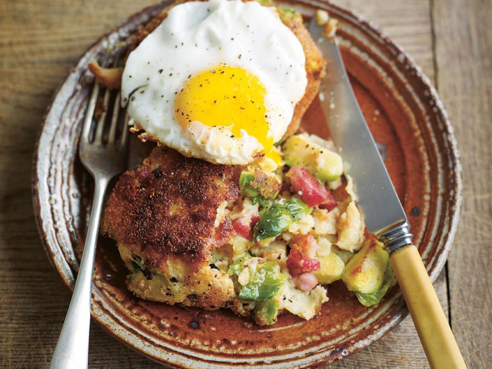 How to make parsnip, brussels sprout and bacon potato cakes