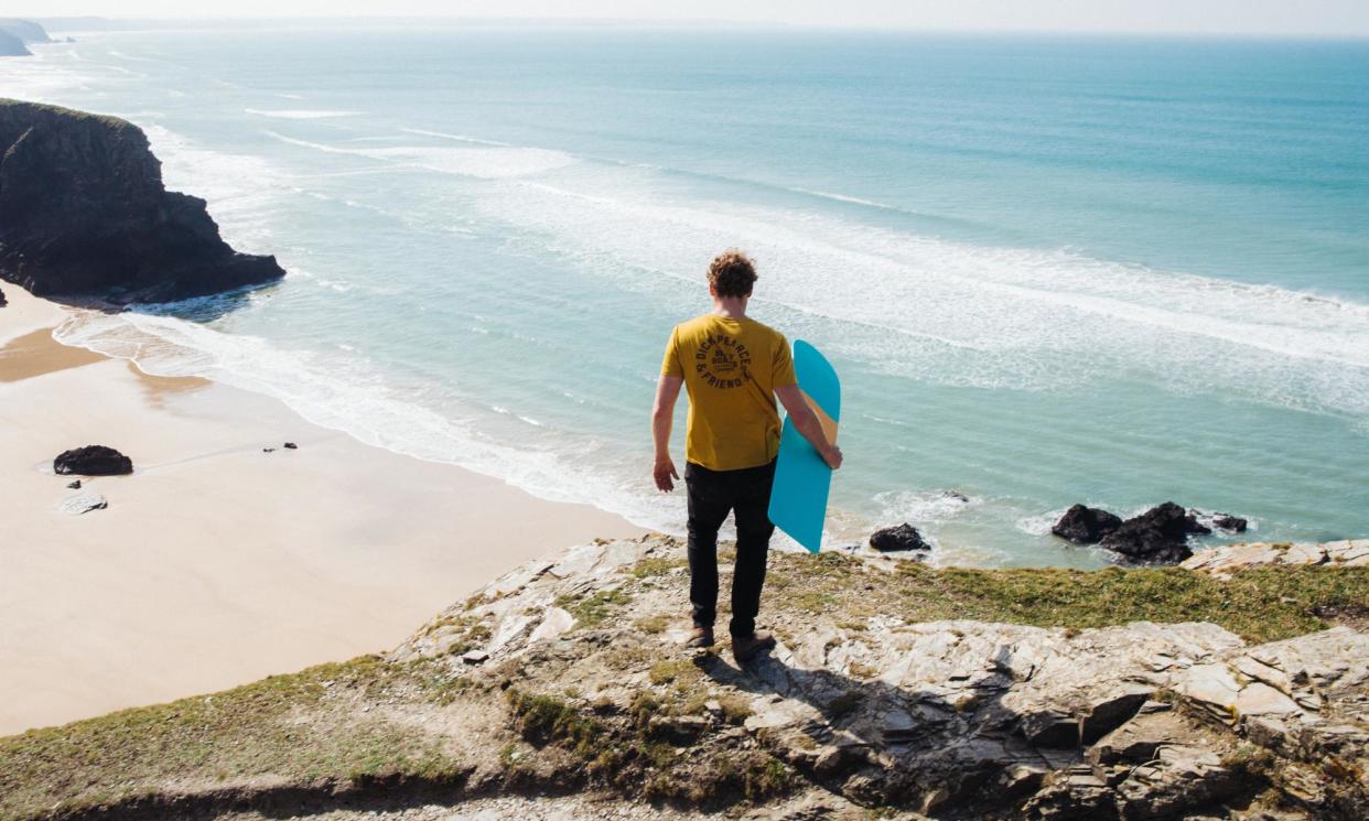 <span>Surf Wood for Good rents out birch-plywood bellyboards as an alternative to polystyrene.</span><span>Photograph: Luke Gartside/surf wood for good</span>