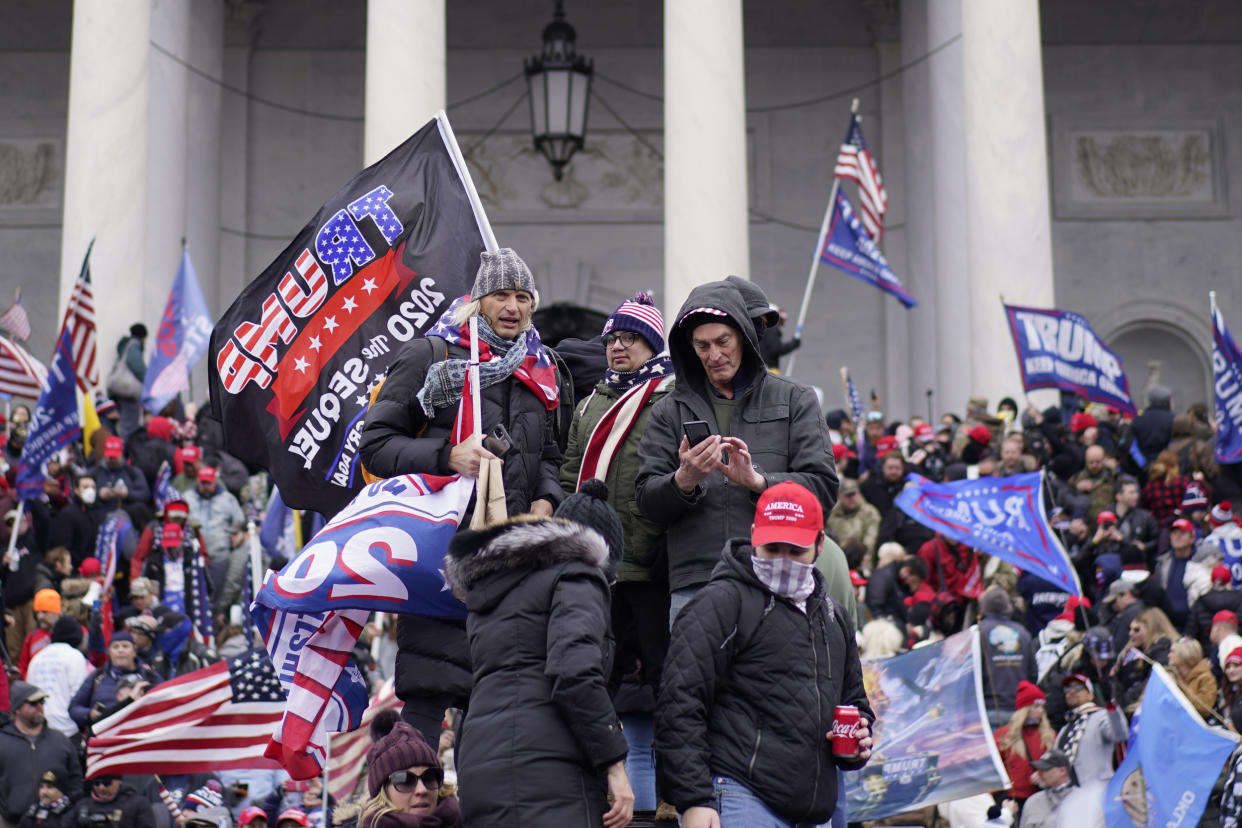 Protesters outside the U.S. Capitol in Washington, D.C., on Jan. 6, 2021. (Kent Nishimura/Los Angeles Times via Getty Images)