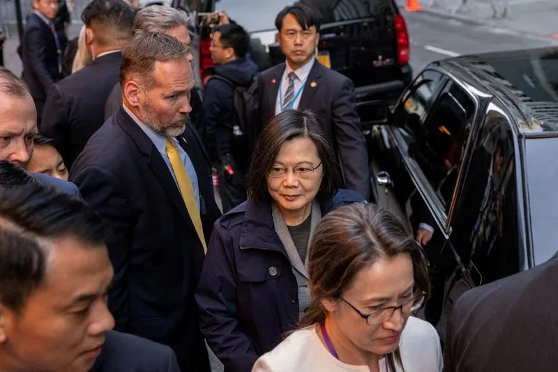 The president of Taiwan begins her stopover in the US as China threatens retaliation