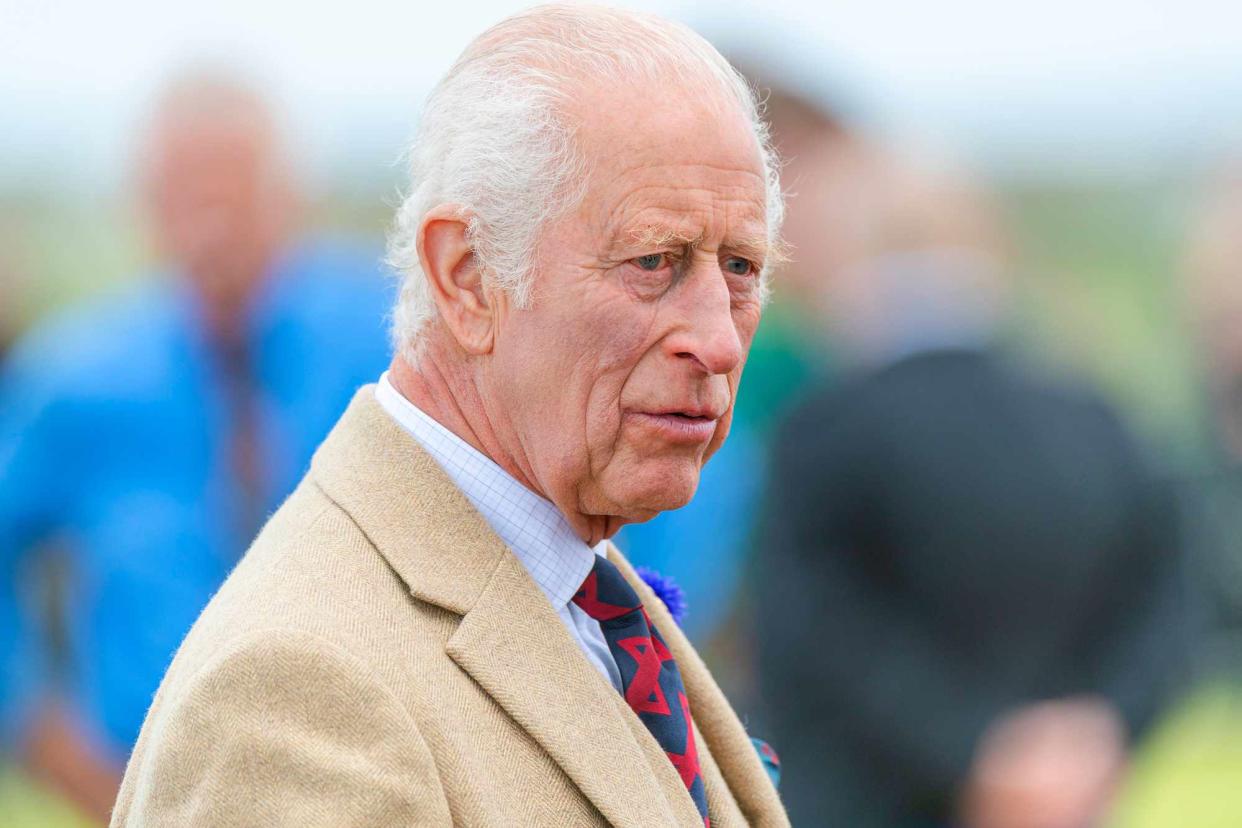 <p>Euan Cherry/Getty</p> King Charles at the 2024 Mey Highland Games in Edinburgh, Scotland on Aug. 3, 2024.