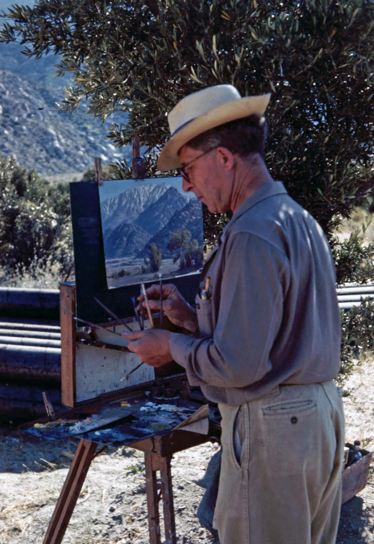 Paul Grimm painting Mt. San Jacinto, June 1944