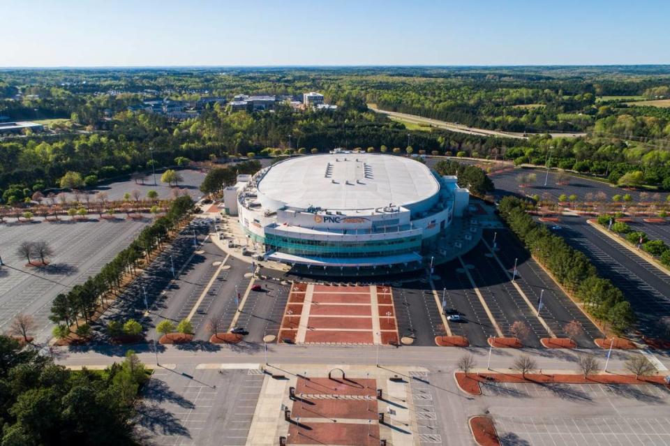 PNC Arena in Raleigh, N.C., as seen in this April 2020 photo.