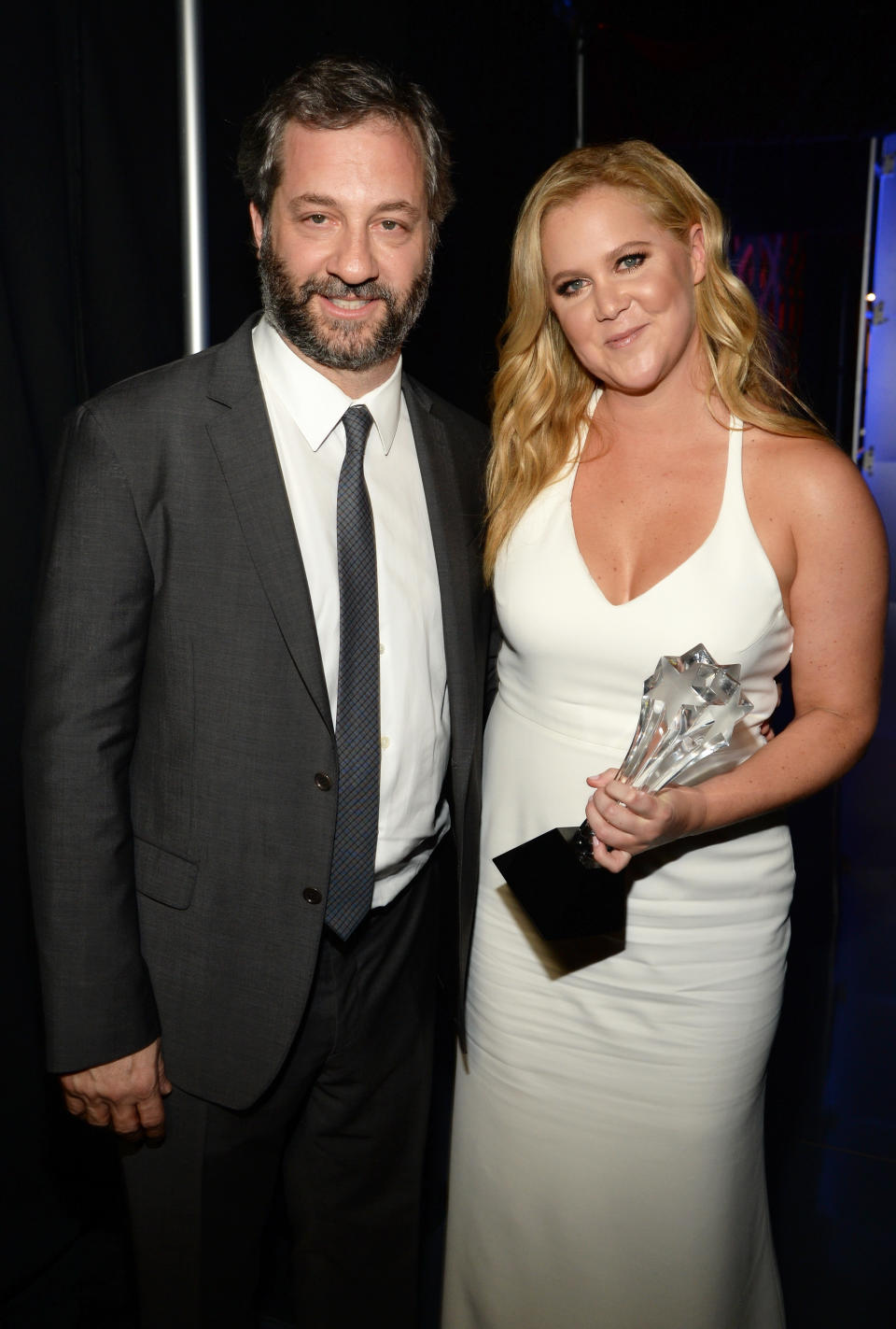 SANTA MONICA, CA - JANUARY 17: Judd Apatow and Amy Schumer attend the 21st Annual Critics' Choice Awards at Barker Hangar on January 17, 2016 in Santa Monica, California. (Photo by Kevin Mazur/WireImage)