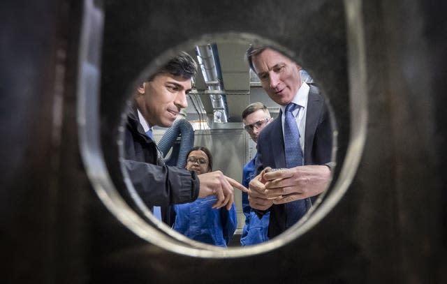 Prime Minister Rishi Sunak during a visit to BAE Systems, Submarines Academy for Skills and Knowledge, Barrow-in-Furness, in Cumbria 