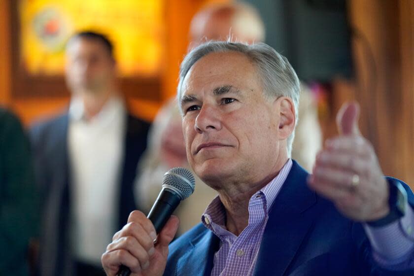 Texas Gov. Greg Abbott speaks during a campaign stop, Thursday, Feb. 17, 2022, in San Antonio.