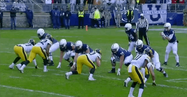 Penn State QB Trace McSorley was injured on this play. (via ESPN)