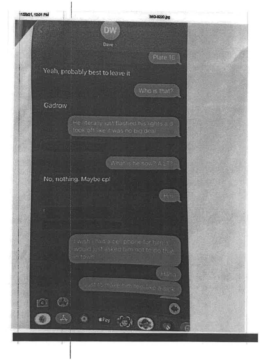 A series of texts between a Charlestown police officer and his sergeant after the officer spotted a state trooper having sex in his cruiser last February.