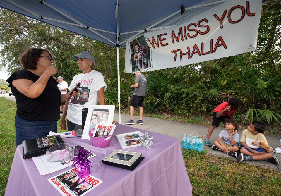 Family and friends mark the 10th anniversary of the murder of Yessenia Suarez and her two children, Thalia Otto, 9, and Michael Elijah Otto, 8, in Deltona, Monday, Oct. 23, 2023.